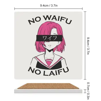 Керамические подставки NO WAIFU NO LAIFU (квадратные), подставка для кофейных чашек, подставки для ковриков для чашек на обеденном столе Изображение 2
