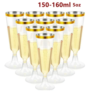 5 шт. Свадебная флейта для шампанского, 5 унций, Креативная одноразовая Пластиковая свадебная чашка, бокал для шампанского, посуда для питья для вечеринки
