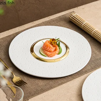 Керамическая плоская тарелка с шариками метеоритного дождя, Ресторанное Десертное блюдо, тарелка для закусок, суши, фирменная посуда молекулярной кухни Изображение 2
