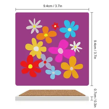 Керамические подставки Flower Purple Love (квадратные) для напитков, чайных подстаканников kawaii Coasters Изображение 2