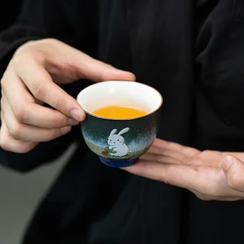 5 шт./лот Rabbit A Tea Cup Набор Для Смены Печи Чашки Красивый Набор Чайной Посуды Китайский Для Чайной Церемонии Чайная Чашка Подарочная Коробка Бочонок Lily Deng Изображение 2