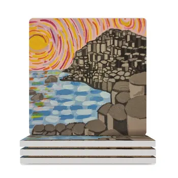 Керамические подставки Giant's Causeway (квадратные), противоскользящий коврик для кружек, милый набор подставок для ковриков для чайников