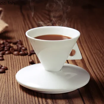 Чисто Белая керамическая кофейная чашка конической формы, кофейная кружка из костяного фарфора в форме эспрессо, Tazas De Ceramica Creativas