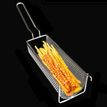 Корзина для жарки из нержавеющей стали, контейнер для картофельных чипсов длительного обжаривания, подходит для картофеля фри, соковыжималки для картофельных чипсов, кухонный инструмент Изображение 2