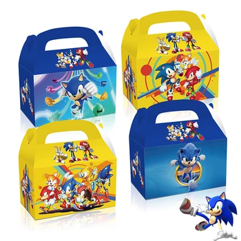 12шт Коробка конфет Sonic The Hedgehog Свадебные Подарочные коробки для сладких конфет Коробка для упаковки печенья и продуктов питания Мультяшные принадлежности для вечеринки по случаю Дня рождения
