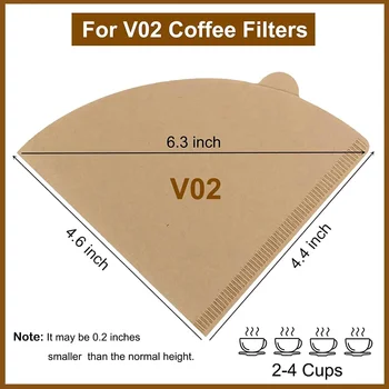 Фильтры для кофе, размер 02, конусные фильтры, одноразовые натуральные бумажные фильтры, конус на 2-4 чашки для переливания и капельного приготовления кофе (200 шт.) Изображение 2