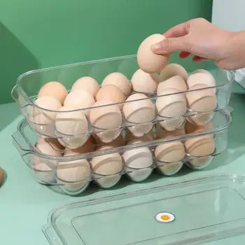 Коробка для хранения яиц, Держатель для яиц для холодильника, Прозрачные Однослойные контейнеры с крышкой, Штабелируемые контейнеры для яиц, 16 яиц для кухни