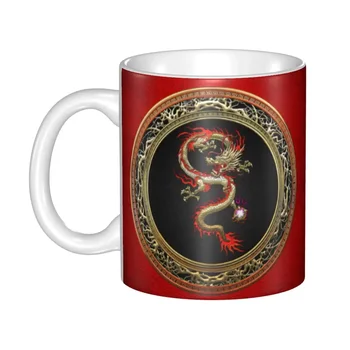 Золотая кружка с китайским драконом Fucanglong на заказ, Азиатский фольклор, мифология, Кофейная керамическая кружка, Креативный подарок