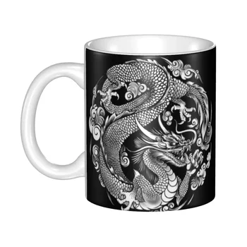 Золотая кружка с китайским драконом Fucanglong на заказ, Азиатский фольклор, мифология, Кофейная керамическая кружка, Креативный подарок Изображение 2