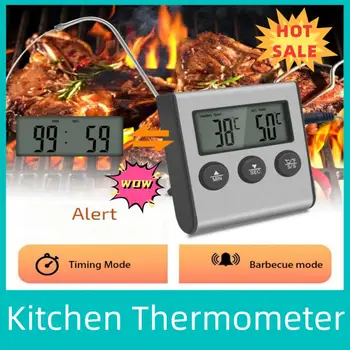 Кухонный цифровой термометр для приготовления мяса, температура продуктов для духовки, функция таймера для гриля барбекю с датчиком, счетчик тепла для приготовления пищи