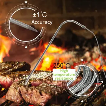 Кухонный цифровой термометр для приготовления мяса, температура продуктов для духовки, функция таймера для гриля барбекю с датчиком, счетчик тепла для приготовления пищи Изображение 2