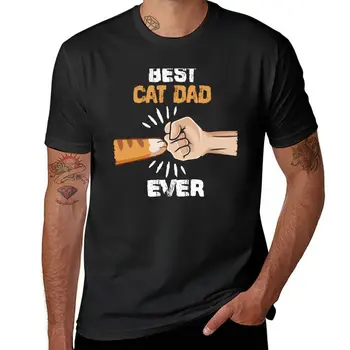 Новая футболка best cat dad ever, футболки оверсайз, забавные футболки, мужские черные футболки, мужская тренировочная рубашка