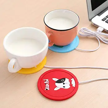 Милый мультяшный утеплитель для чашки с молочным напитком, USB-обогреватель (собака) Изображение 2