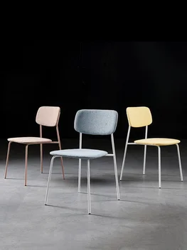 железный обеденный стул Столы и стулья для кафе для дома и отдыха, креативный стул со спинкой, современный минималистичный стул для переговоров в чайной лавке Изображение 2