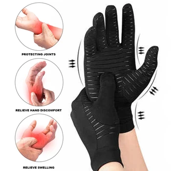 Компрессионные перчатки от артрита Снимают боль в руке, отек и кистевой туннель, перчатка на полный палец для унисекс, перчатка для терапии сенсорного экрана Изображение 2