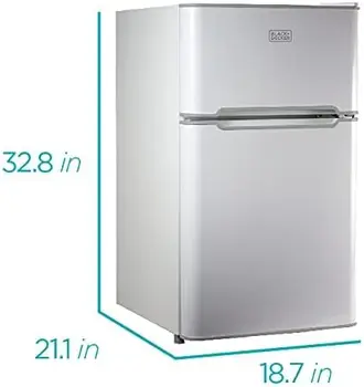 2-дверный мини-холодильник с отдельной морозильной камерой \u2013 Маленький, для напитков и еды в общежитии, офисе, квартире или автофургоне Компактный холодильник Изображение 2