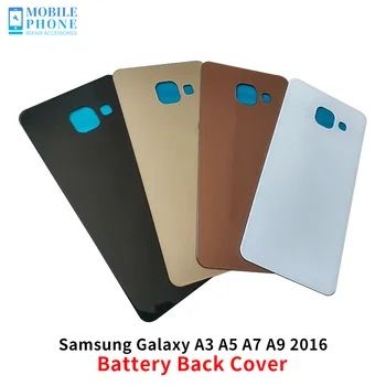 Задняя Крышка Батарейного Отсека Для Samsung Galaxy A3 A5 A7 A9 2016 A310 A510 A710 A910 Стеклянная Панель Корпуса Задней Двери С Наклейкой