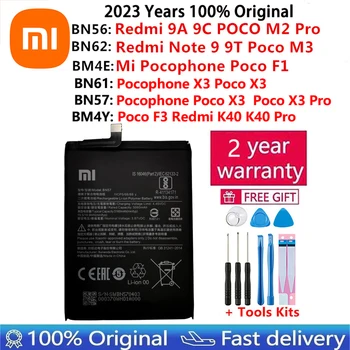 100% Оригинальный Сменный Аккумулятор Для Xiaomi Mi Redmi Note 9 9T 9A 9C Pocophone Poco F1 F3 X3 POCO M2 X3 K40 Pro M3 Батареи