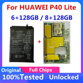 Материнская Плата 128 ГБ Для HUAWEI P40 Lite Оригинальная Разблокированная Системная Плата С Аккумулятором 6 + 128 ГБ 8 + 128 ГБ P 40 LITE