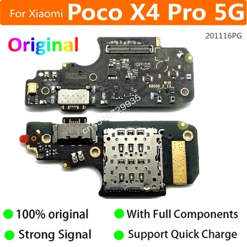 Оригинальная Плата Зарядки Для Xiaomi Poco X4 Pro 5G 201116PG USB Порт Для Зарядки Микрофона Док-станция для подключения Микрофона Плата Гибкий Кабель X4Pro