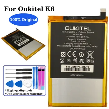 100% Оригинальный Новый Аккумулятор Oukitel K6 6300 мАч Для Смарт-Мобильного Телефона Oukitel K6 + Наборы Инструментов