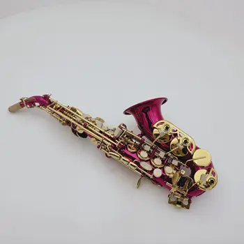 Новый высококачественный маленький изогнутый сопрано-саксофон B-key shell keys с красным корпусом из латуни профессиональный музыкальный инструмент с футляром Изображение 2