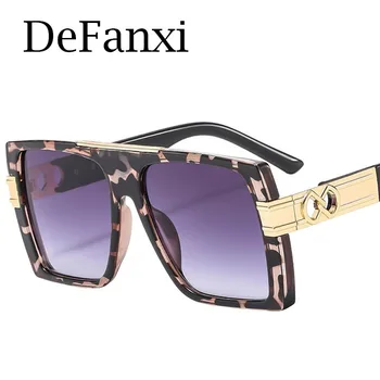 Классические квадратные Женские солнцезащитные очки люксового бренда, женские розовые леопардовые солнцезащитные очки с плоским верхом, негабаритные очки унисекс, очки в ретро-стиле