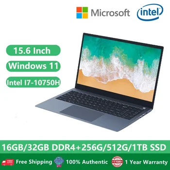 2024 Игровых ноутбука I7 Win11 Компьютер ПК Ноутбуки 10-го поколения 15,6 дюйма Intel Core I7-10750H 32 ГБ Оперативной памяти 2 ТБ SSD Камера Отпечатков пальцев