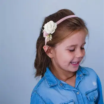 Повязка на голову в виде цветка Для девочек Детская жемчужная лента для волос Милая принцесса Женская Заколка для волос Детский Серпантин Детские Головные уборы Детские Аксессуары