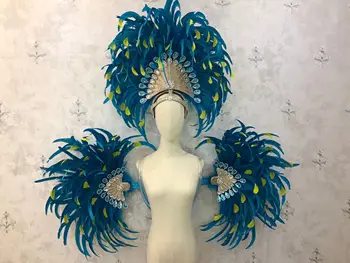 Карнавальный головной убор из перьев для девочек вечеринка танцевальное представление женская одежда бант головной убор для волос танцевальный головной убор из перьев костюм