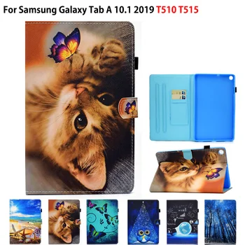 Симпатичные Животные Нарисовали Принципиально для Samsung Galaxy Tab A 10.1 2019 SM-T515 SM-T510 Чехол Для планшета Защитная Подставка Capa TPU Shell