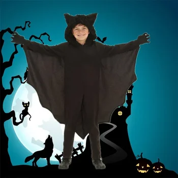Детский костюм летучей мыши-вампира на Хэллоуин, аниме, Черная летучая мышь, роскошный комбинезон, Детские игры, Карнавальные перчатки для косплея, Одежда