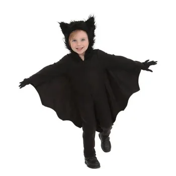 Детский костюм летучей мыши-вампира на Хэллоуин, аниме, Черная летучая мышь, роскошный комбинезон, Детские игры, Карнавальные перчатки для косплея, Одежда Изображение 2