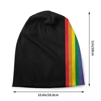 Rainbow Pride ЛГБТ Тюбетейки Шапочки кепки Унисекс Модная зимняя теплая вязаная шапка для взрослых транссексуалов геев лесбиянок шляпы-капоты Изображение 2