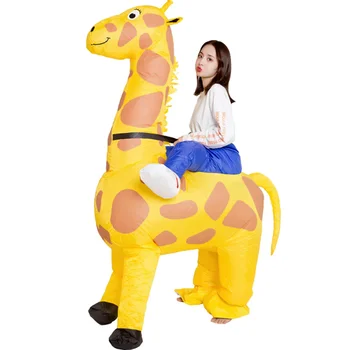 Надувной костюм жирафа, косплей, забавный надувной костюм, праздничный костюм, Маскарадный костюм на Хэллоуин, костюм для взрослых, комбинезон Изображение 2