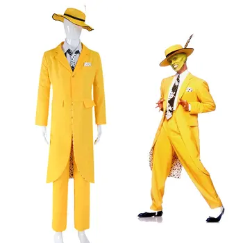 Маскарадный костюм Джима Керри для косплея и униформа маски, желтый карнавальный костюм на Хэллоуин Изображение 2