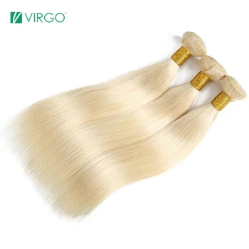 Virgo 613 Светлые прямые пучки человеческих волос, Бразильский Медовый блондин, пучки прямого плетения, наращивание человеческих волос Remy Изображение 2
