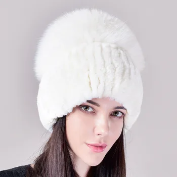 Универсальная женская шапка из меха кролика выдры, соломенная шляпа из утолщенного меха лисы, морозостойкая и теплая, плюшевый вязаный капюшон