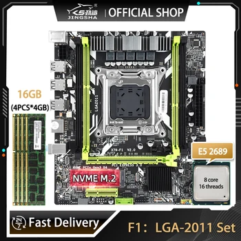Материнская плата F1 LGA2011 Xeon E5 2689 В комплекте С Памятью DDR3 ECC 4X4 Г = 16 ГБ Игровой ПК Placa Mae Материнская плата F1 2011 Xeon Assembly Kit