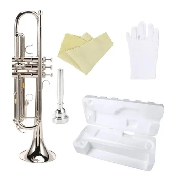 Труба из латуни с перчатками и салфеткой для чистки Bb B Flat Труба Музыкальный инструмент для детей и взрослых