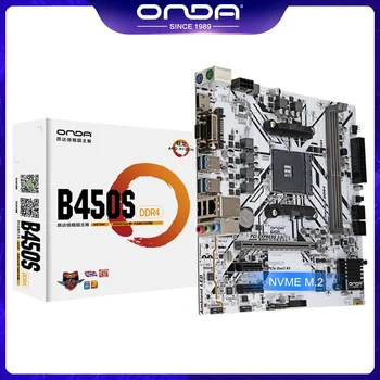 Материнская плата ONDA B450S B450 AMD AM4 для процессоров Ryzen 1/2/3/4/5 поколения и Athlon 64 ГБ PCI-E 3.0 16X SATA3.0 M.2 DDR4 B450M