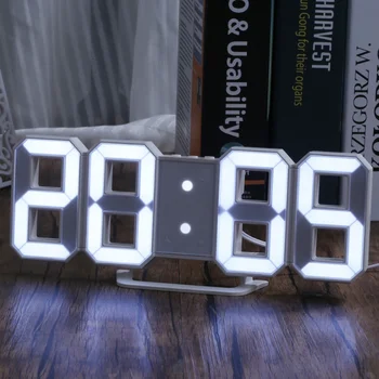 3D СВЕТОДИОДНЫЕ Цифровые Часы Настенные Деко Светящиеся В Ночном Режиме Регулируемые Электронные Настольные Часы Настенные Часы Украшение Гостиной Светодиодные Часы