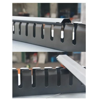 Горизонтальное крепление для подключения кабеля 1U, 19-дюймовая серверная стойка, металлический органайзер для проводов с 12 отверстиями для пальцев с крышкой