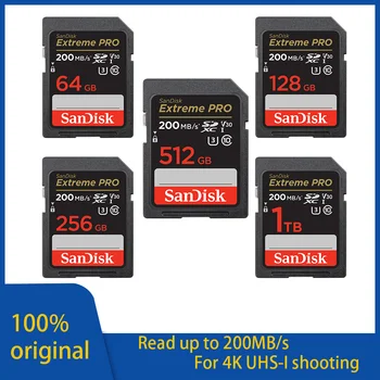 SD-карта SanDisk Extreme PRO 512G 256G 128G 64G 32G U3 4k для чтения со скоростью до 200 МБ/с. Карты памяти C10 V30 UHS-I SDHC / SDXC для Камеры