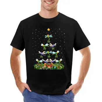 Стрекоза Птица Рождественская Елка Подарок Забавный Рождественский Подарок Футболка милая одежда быстросохнущие тройники черные футболки для мужчин