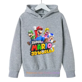 Детская одежда Super Mario Bros для детей 3-12 лет Осенний детский свитер с принтом Покемона для девочек, пуловер для мальчиков Изображение 2