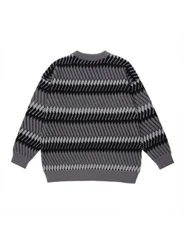Ретро-эстетика харадзюку, вязаный свитер с вышитыми буквами, осенне-зимний пуловер унисекс оверсайз, свитер Y2K. Изображение 2