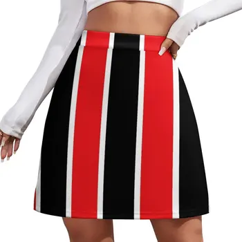 Мини-юбка в красную, белую и черную полоску, роскошная дизайнерская одежда, женская юбка, юбки для женщин