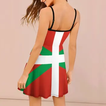 Экзотические флаг страны Басков повседневная графическая женская слинг платье женщины, платье гик сторон чулок платье Изображение 2
