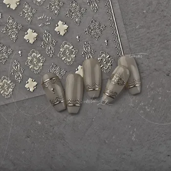 3D Наклейки для ногтей в богемном стиле, Слайдеры с клейким рисунком, переводные наклейки для ногтей, Богемные накладки для ногтей, Золотые украшения для ногтей Изображение 2